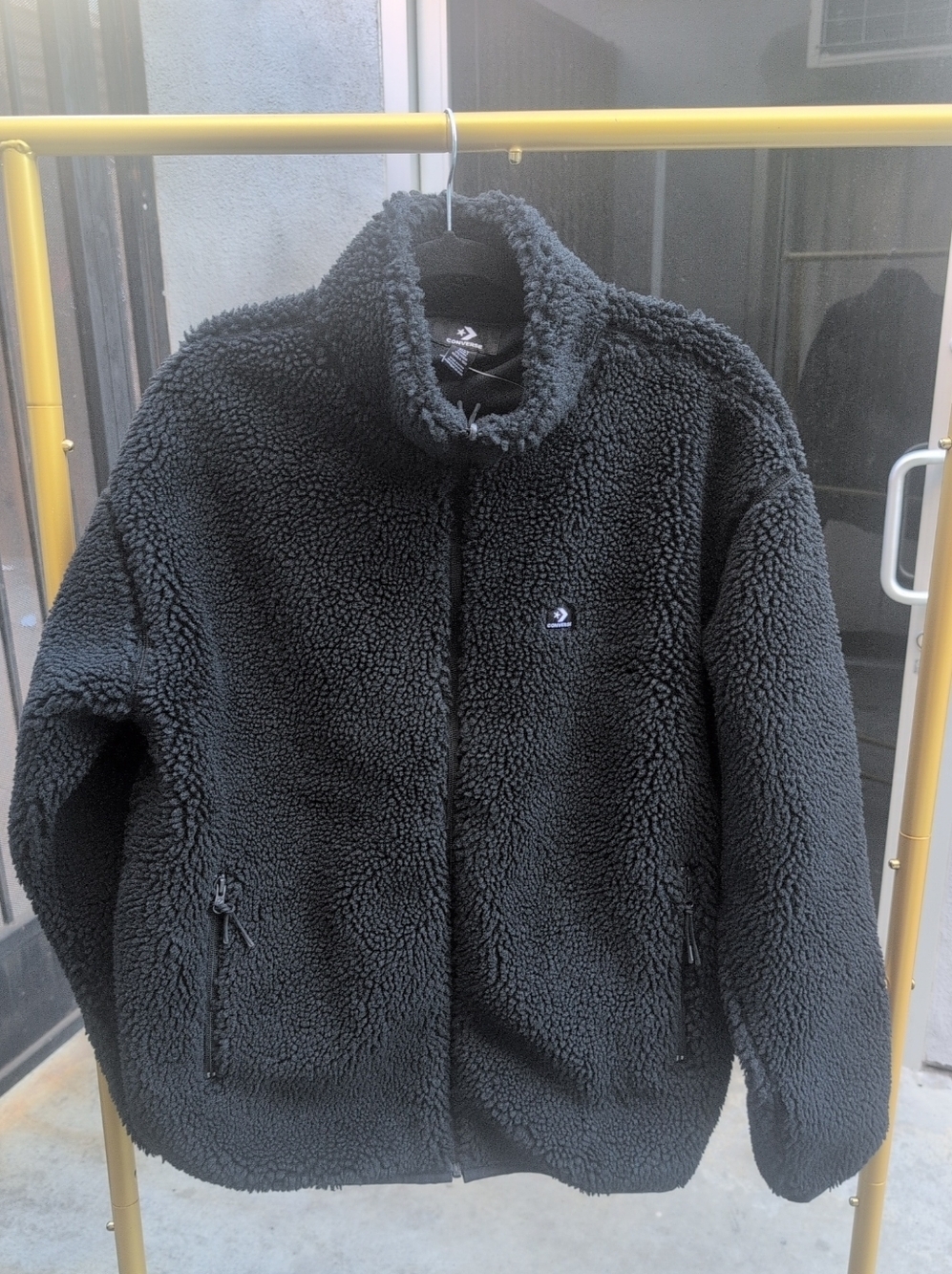 Men's Women's Black Converse Sherpa Fleece Jacket Size Medium NWOT